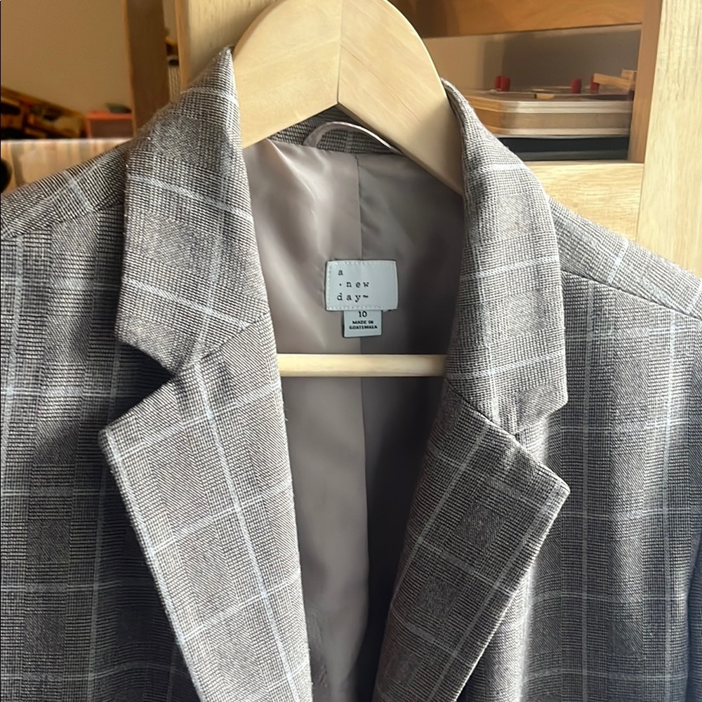 A New Day Tan Plaid Blazer